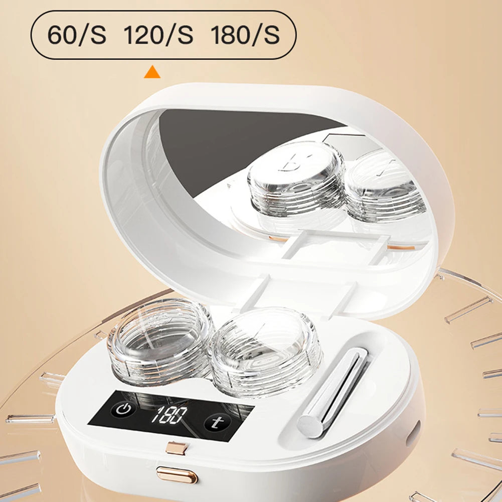 Ultrasonic Contact Lens Cleaner – 360° Vibration, 3 Modes
