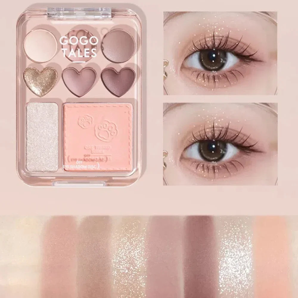 Gogotales Heart Eyeshadow Palette – Purple Peach Shimmer Blush