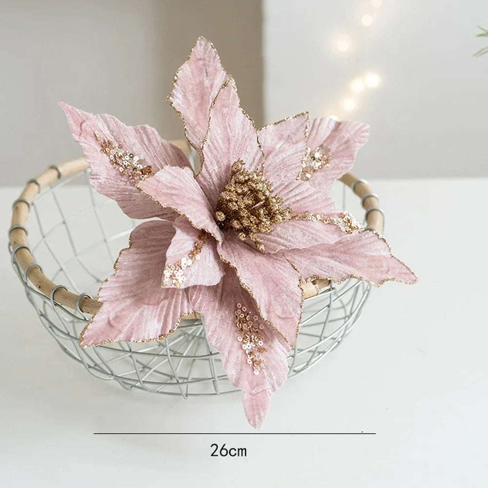 Artificial Christmas Flower Decoration – Layered Petals, 26cm