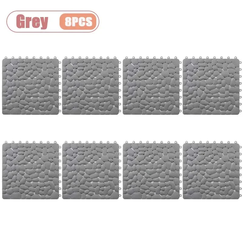 Non-Slip Pebble Bath Mat 30×30cm | Waterproof Splicing Shower Pad