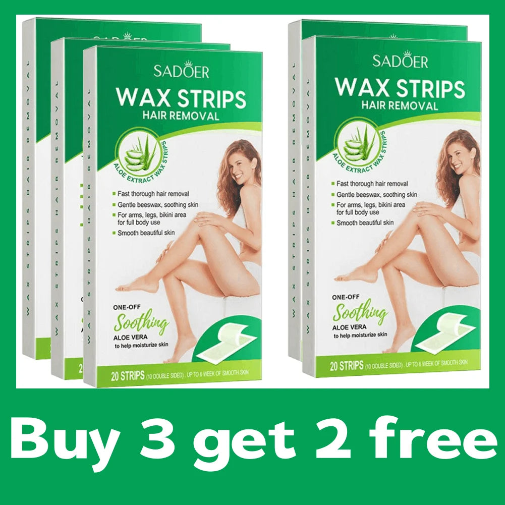 Natural Aloe Wax Hair Removal Strips – Face, Lip & Body Kit