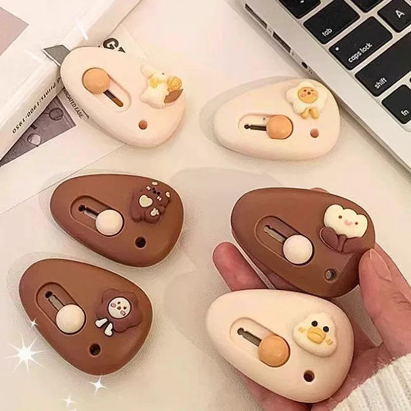Cute Pebble Mini Art Knife – Portable Paper Cutter for School