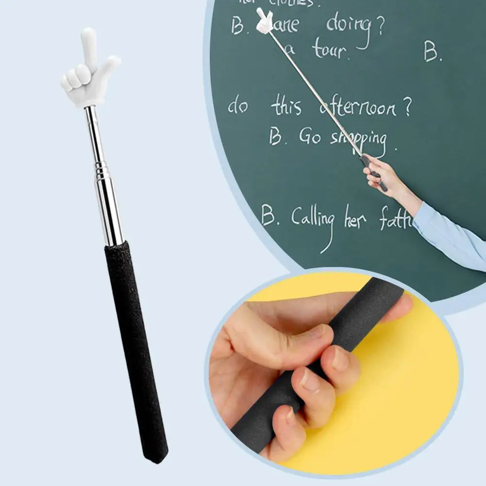 1PC Stainless Steel School Office Teaching Pointer Telescopic Rod Finger Design Teaching Stick Finger Reading Sticks Peaceful Pleasures Health and Wellness
