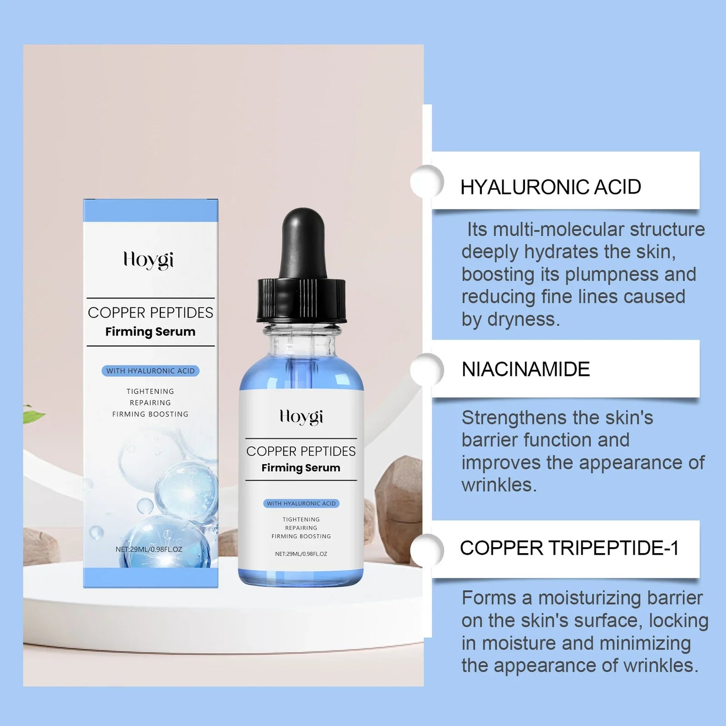Copper Peptides Face Serum – Firming, Lifting & Hyaluronic Acid