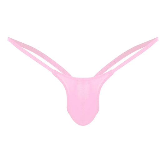 Sexy Men's Thongs Solid Color Sling Low-Rise T Shorts Thong Bulge Pouch Underwear Pump Man Soft Briefs G-string Panties Peaceful Pleasures Health and Wellness Pink L