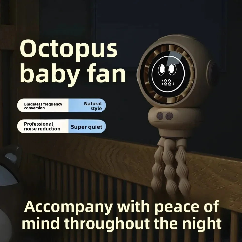 Cute Octopus USB Fan with Night Light | 10W Desktop & Stroller
