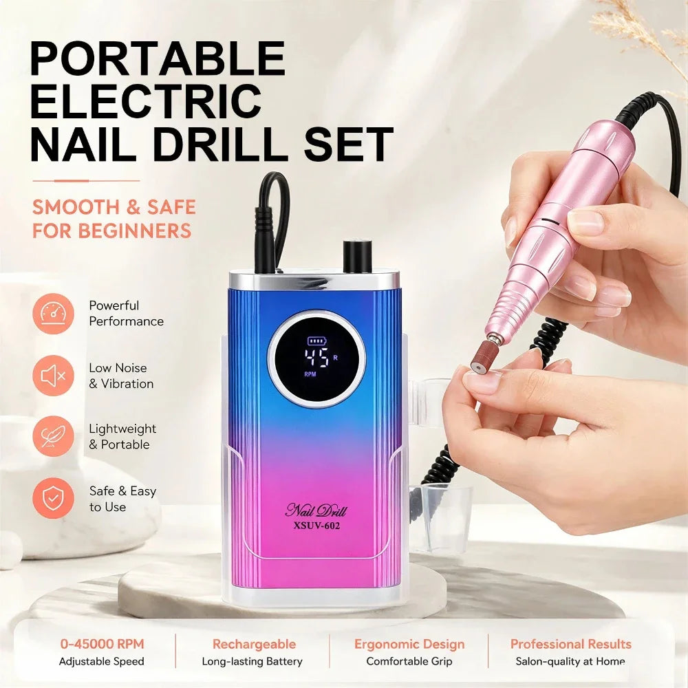 45,000 RPM Rechargeable Electric Nail Drill | Gel Polish Remover
