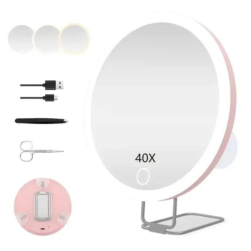40X Magnifying Makeup Mirror with Adjustable Light & Stand