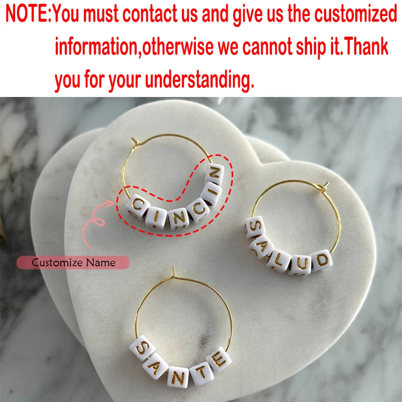 4pcs Personalized Wine Glass Charms | Bachelorette Party Favor