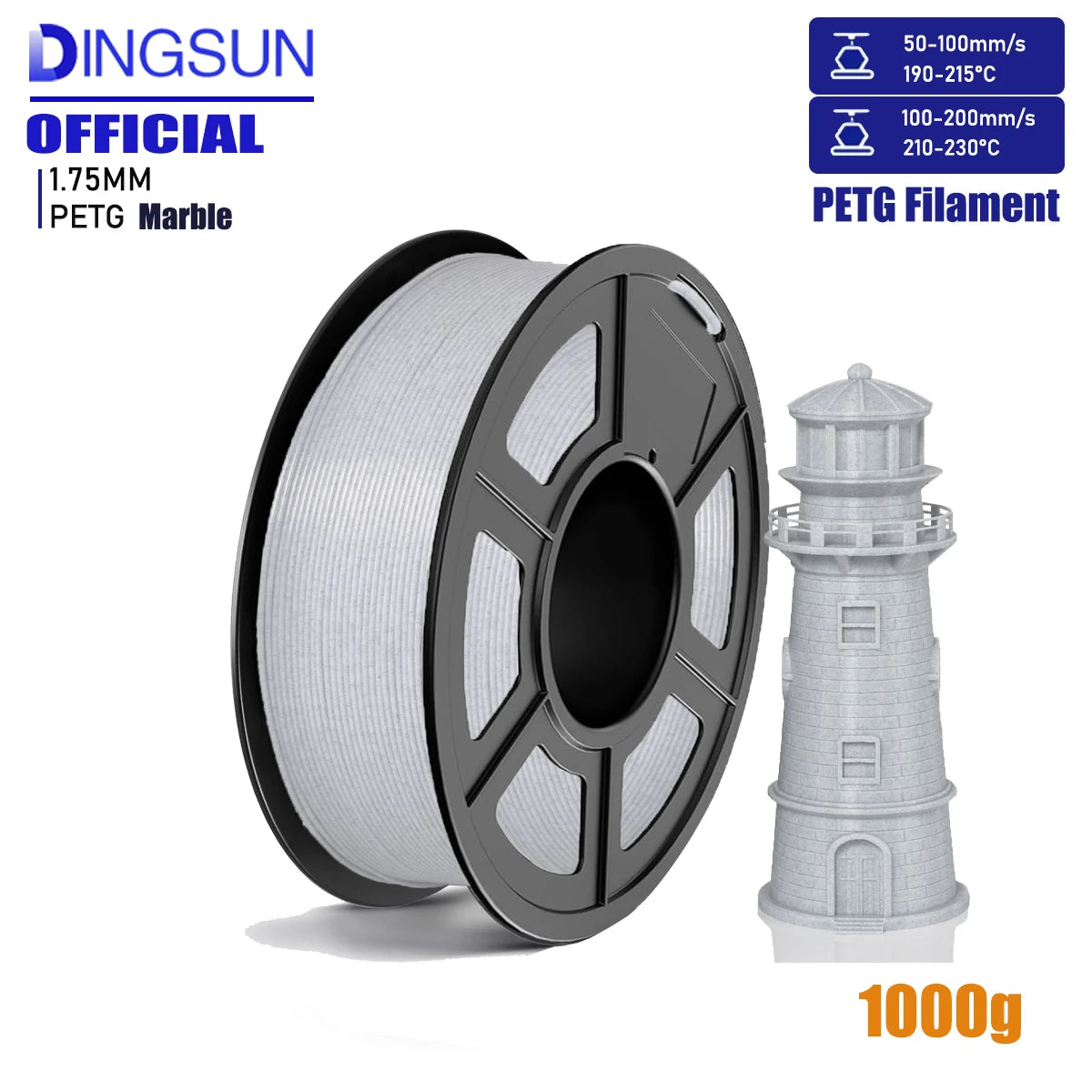 DINGSUN PETG Filament 1.75mm ±0.02mm Accuracy – FDM 3D Printer