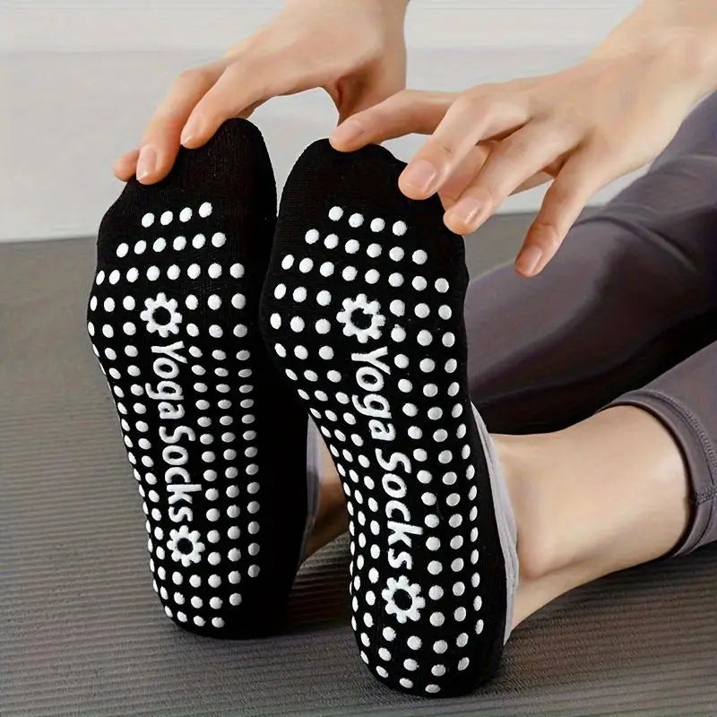 Women's Non-Slip Yoga Socks with Silicone Grips | 1-6 Pairs