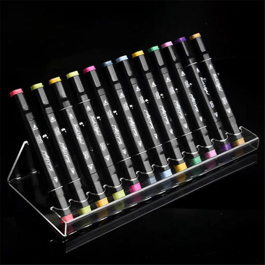 Clear Acrylic Pen & Brush Organizer Display Stand | 6/12 Slots Pen Display Stand Peaceful Pleasures Health and Wellness