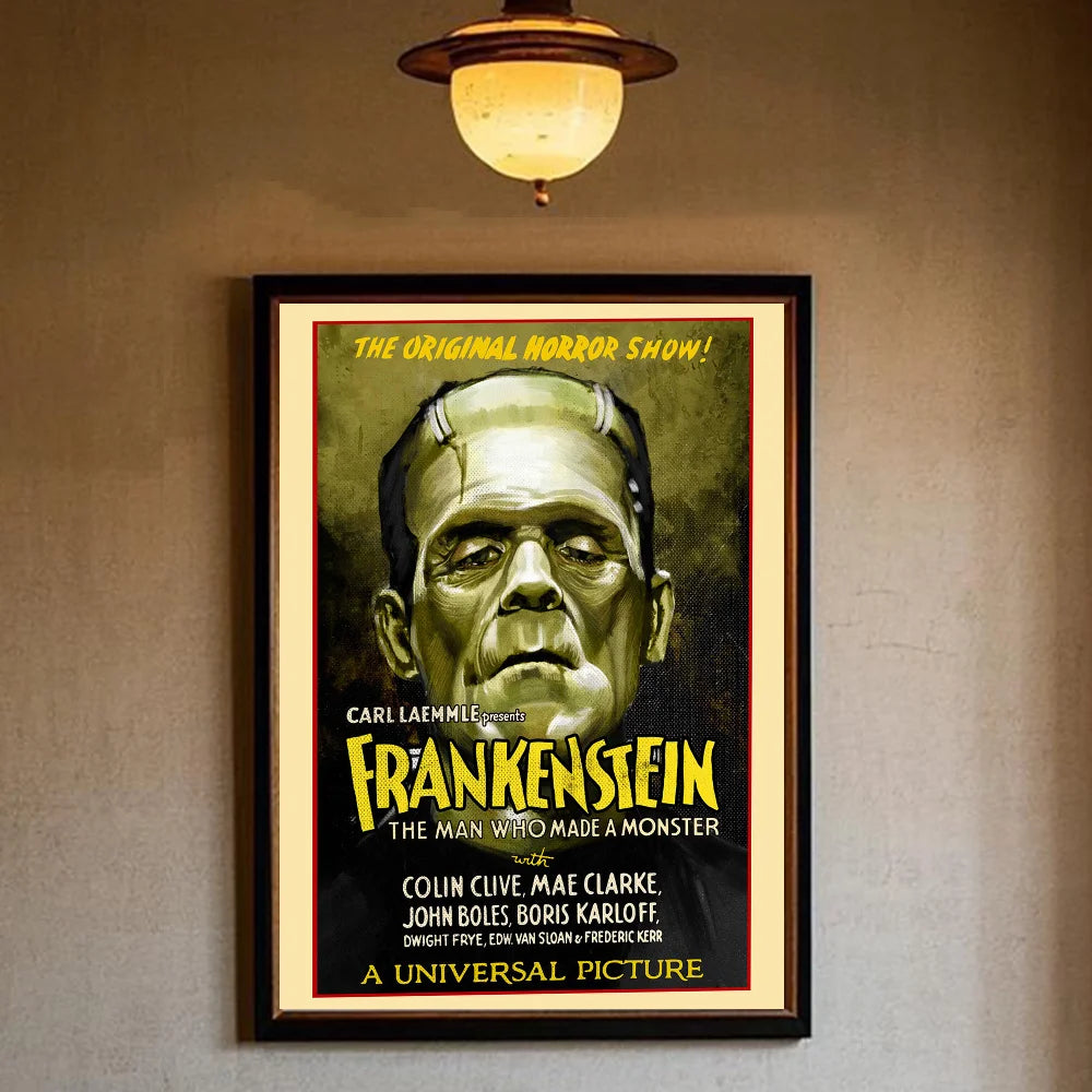 Vintage Universal Monsters Horror Movie Poster | Waterproof PVC Movie Wall Poster Peaceful Pleasures Health and Wellness z9 15X20cmNoframe