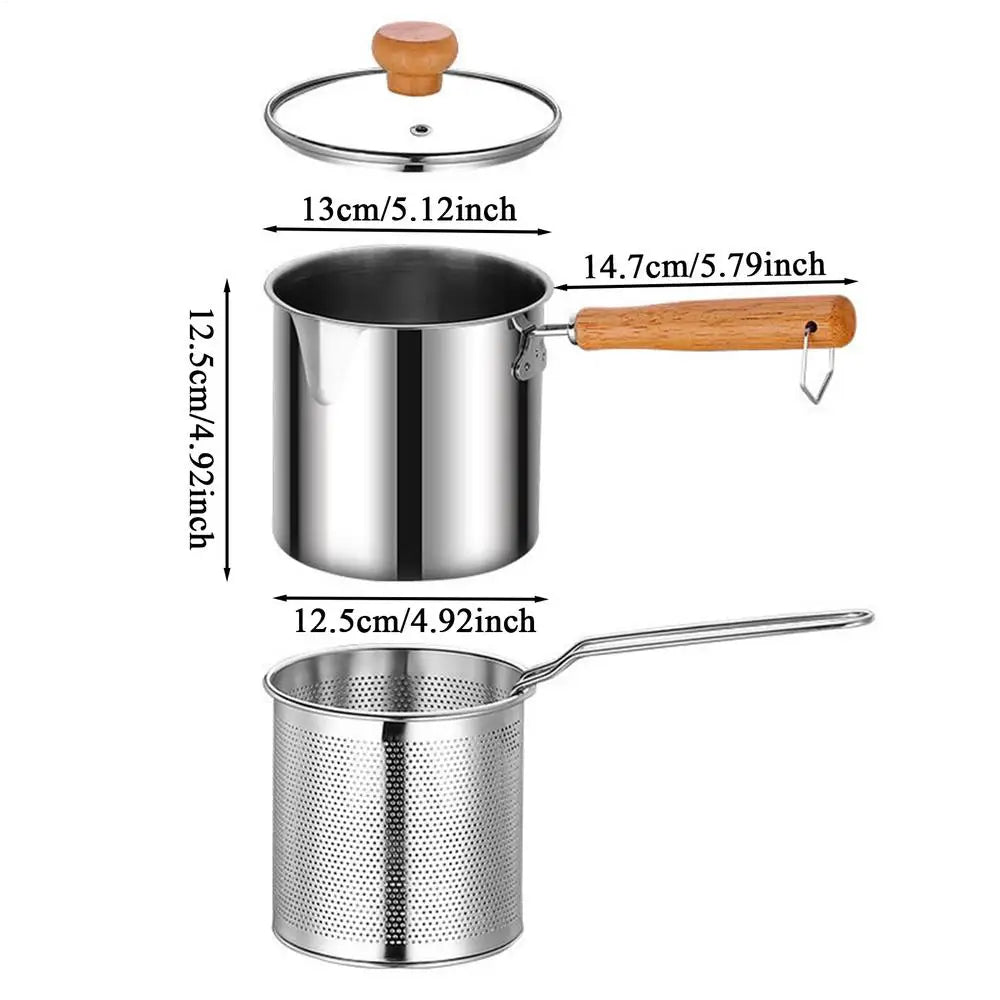 Stainless Steel Deep Fry Pot with Strainer Basket & Lid