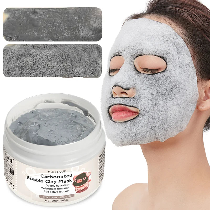 YUITIKUE Carbonated Bubble Clay Mask 50g w/ Hyaluronic Acid - Moisturizing, Pore Cleaning & Skin Firming, Easy to Apply Peaceful Pleasures Health and Wellness