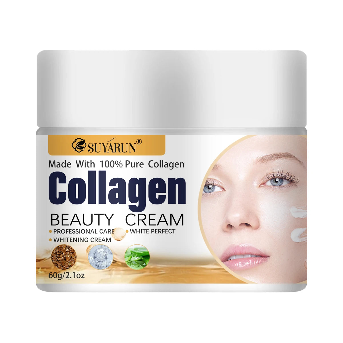 SUYARUN Collagen Face Cream Anti-Aging Firming And Moisturizing with Hyaluronic Acid for All Skin Types. Peaceful Pleasures Health and Wellness 60g