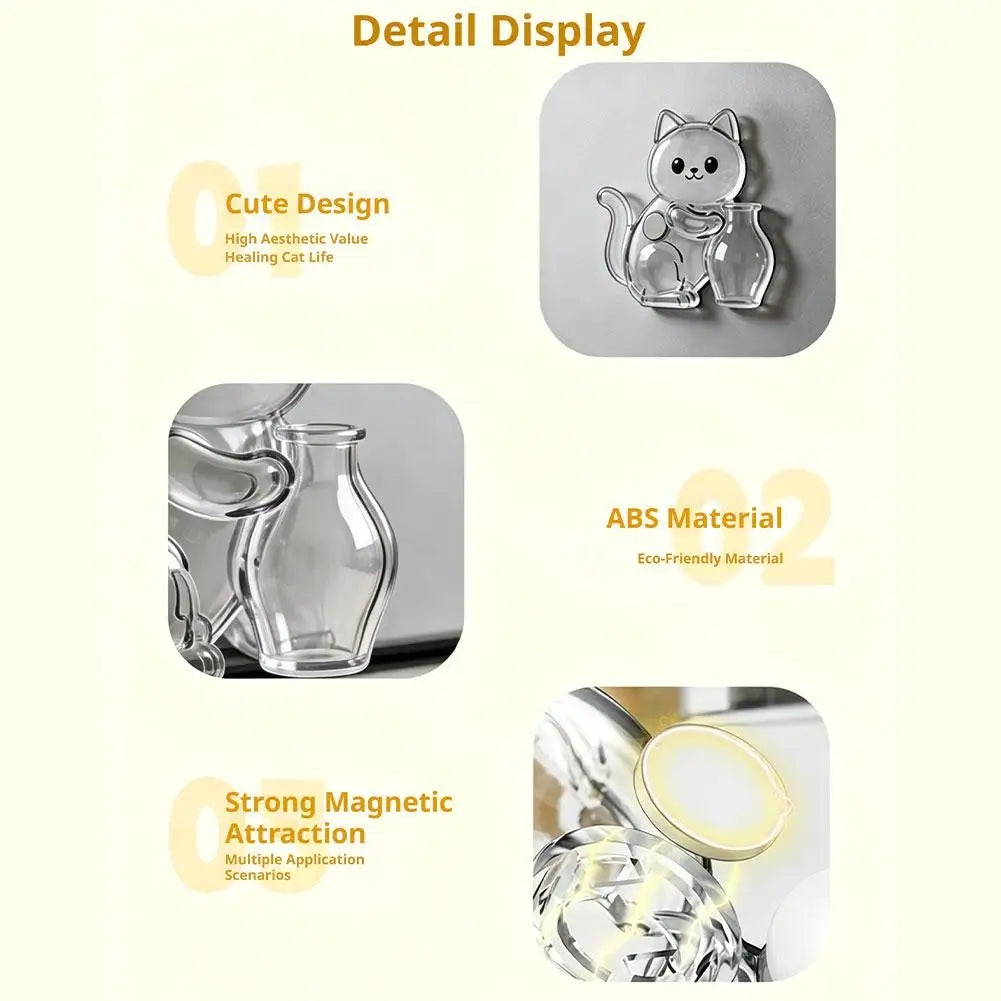 1/2/4pcs Cat Shape Creative Magnetic Refrigerator Sticker Pet Beard Hair Collector Cat Fur Whisker Transparent Commemorative Box Peaceful Pleasures Health and Wellness