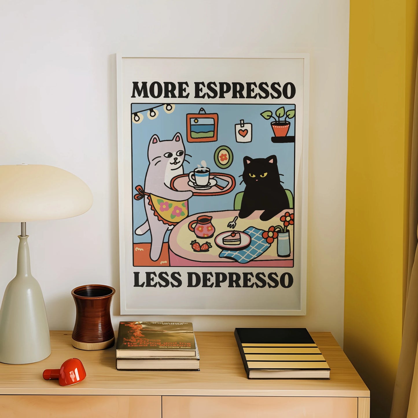 More Espresso Black Cat Canvas Wall Art Print | Home Decor
