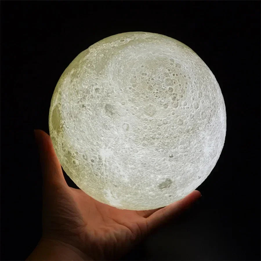 3D Printed Moon Night Light | Touch LED USB Rechargeable 20cm