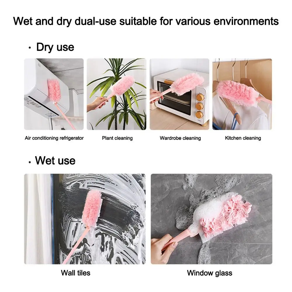 Foldable Electrostatic Microfiber Duster – Long Extendable Handle