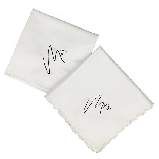Mr & Mrs Couple Handkerchiefs | Wedding Bridal Shower Gift Set Wedding Gift Set Peaceful Pleasures Health and Wellness mr mrs Handkerchiefs