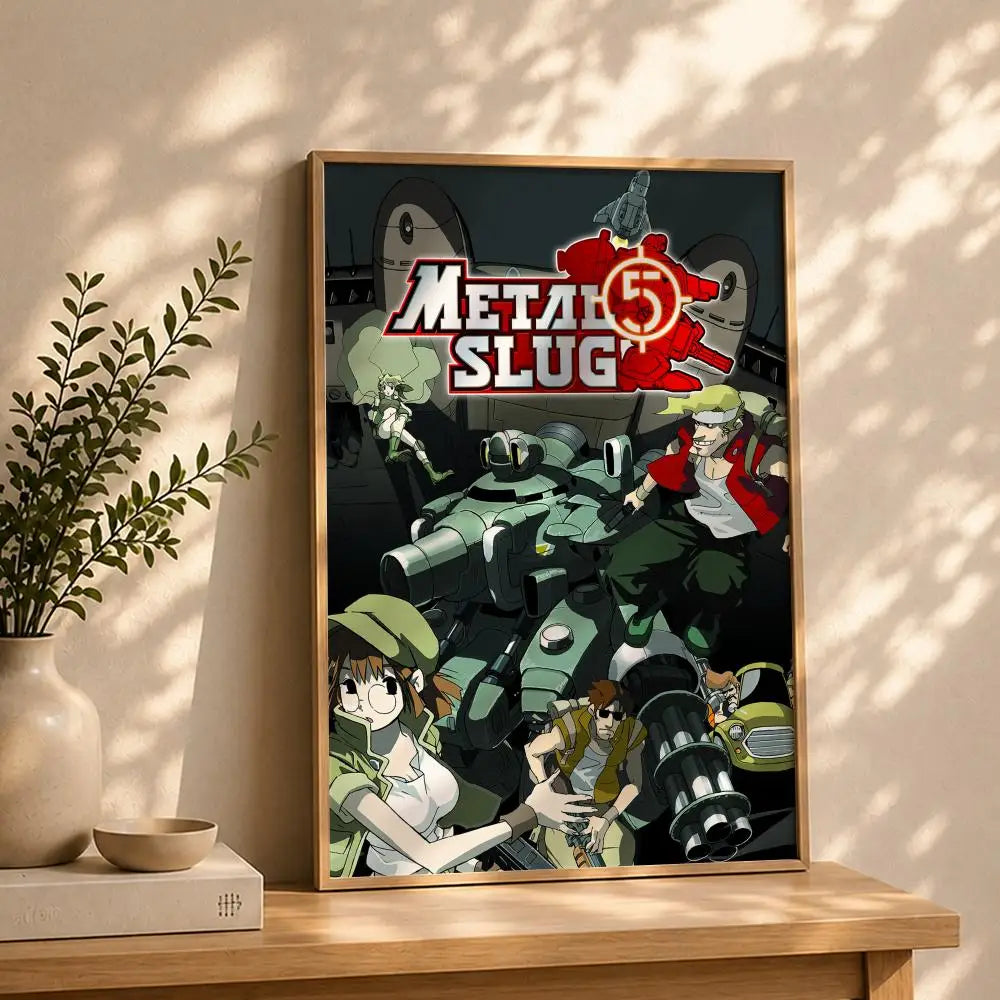 Game M-Metal SlugS Poster HD Self Adhesive Waterproof Wall Art Ideal for Home Office Dorm Bedroom Great Gift Peaceful Pleasures Health and Wellness White6 40X50cmNoframe