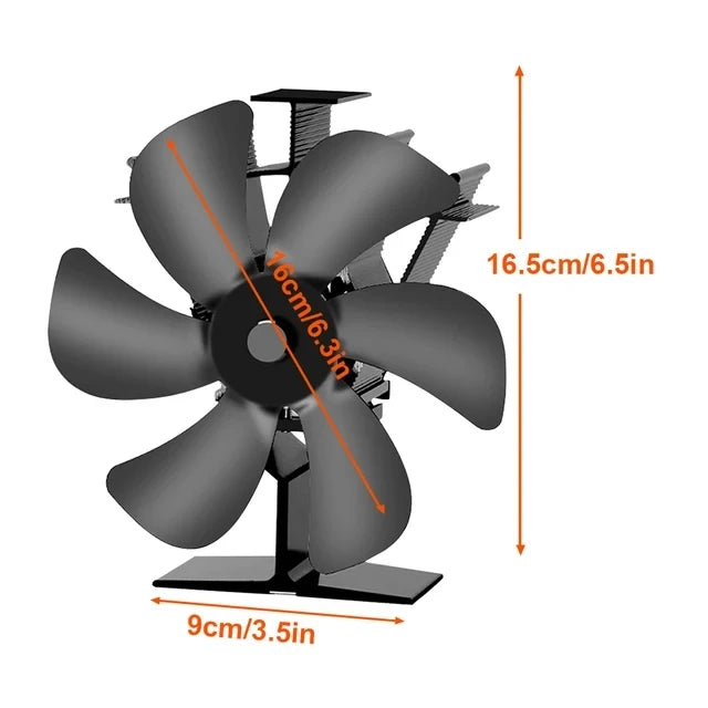 6-Blade Heat Powered Stove Fan for Wood Log Burner Fireplace Quiet Environmental Fan Heater Tool Efficient Heat Distribution Peaceful Pleasures Health and Wellness Stove Fan
