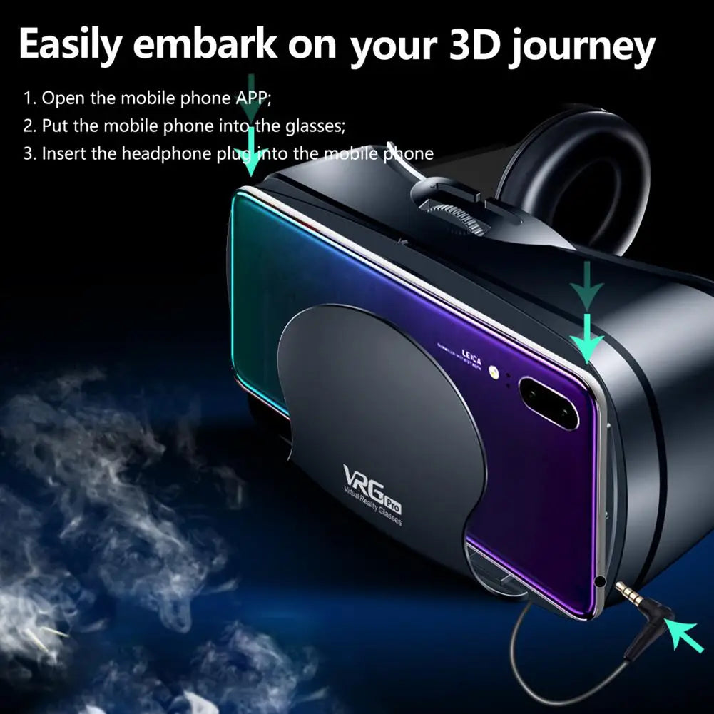 VRG Pro 3D VR Headset | 120° FOV, Blue Light Lenses, 5–7" Phones