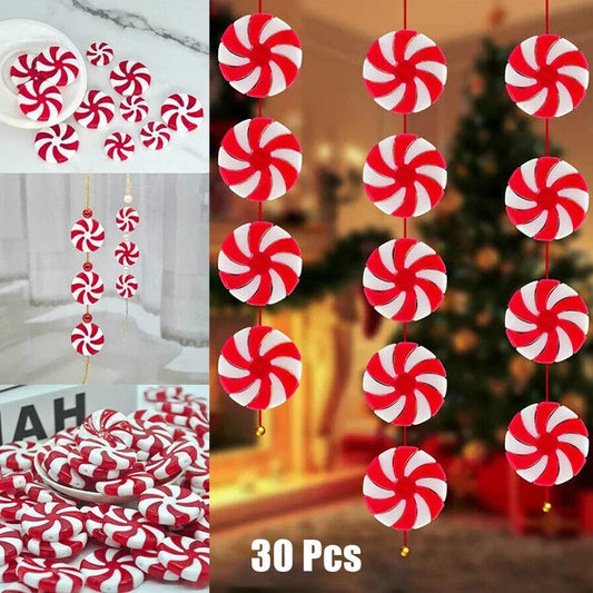Christmas Candy Acrylic Ornaments – Red & White Set of 30 Christmas Tree Ornament Oasis Select China Mainland