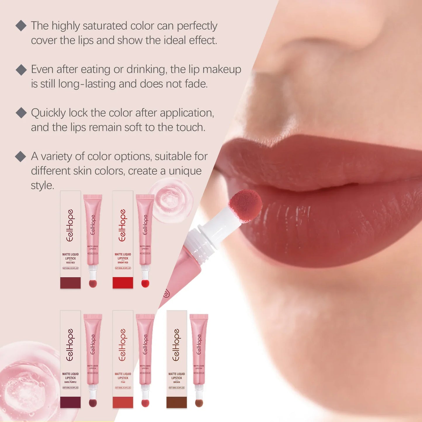 EELHOPE Matte Liquid Lipstick – High Pigment & Waterproof
