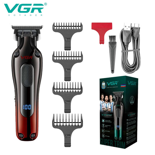VGR 998 New Design Men's Cordless Rechargeable Professional Hair Clipper Gradient Color Precision Carving Electric Push Clipper Peaceful Pleasures Health and Wellness V-998red