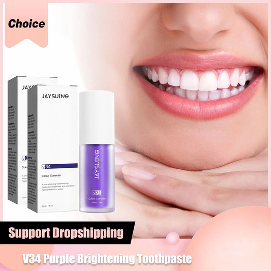 Jaysuing V34 Purple Toothpaste | Color Correcting Teeth Whitener Whitening Toothpaste Oasis Select