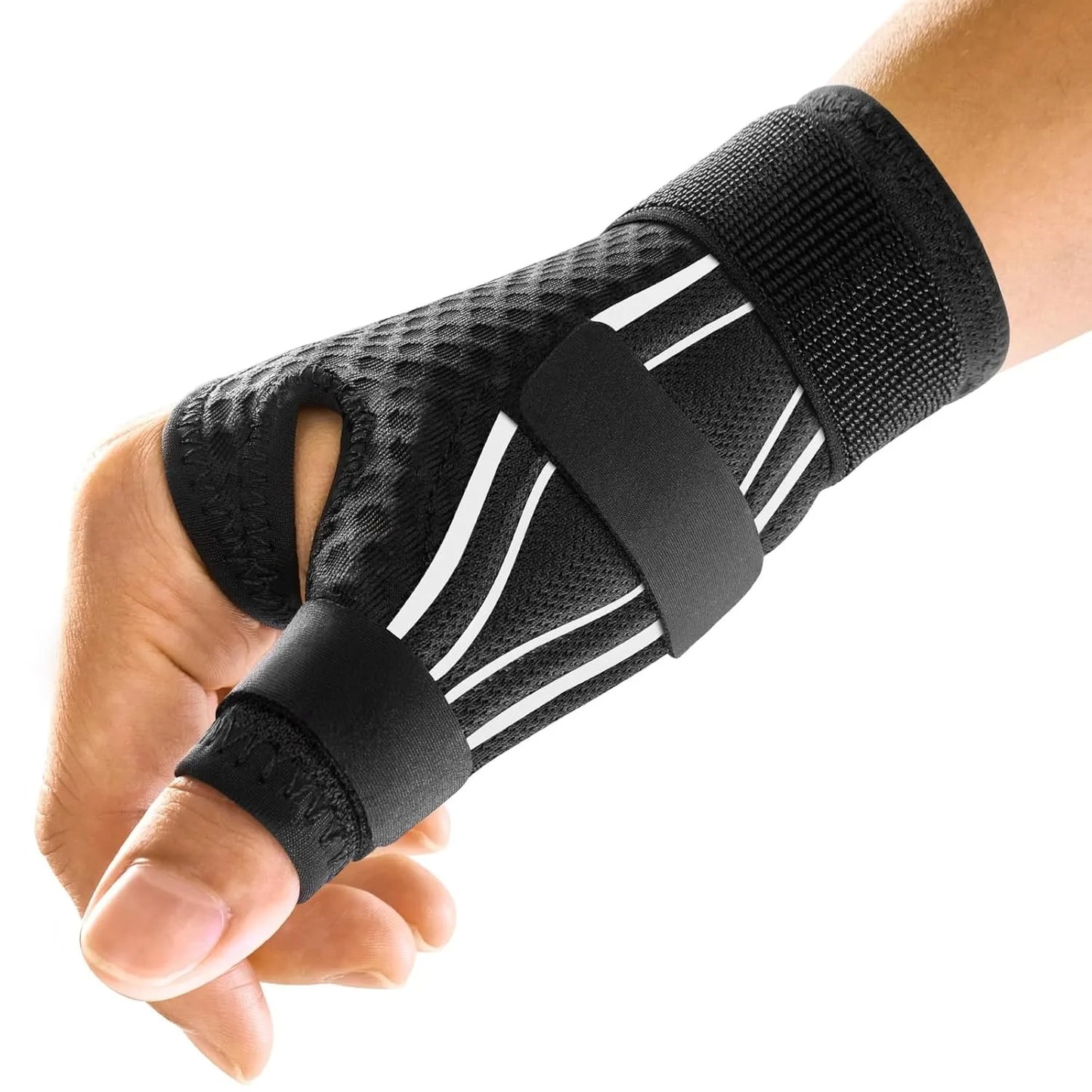 1pc Adjustable Comfortable Breathable Wrist Splint Support Brace with Adhesive Strips, Secure Fastening, Suitable for Sports Peaceful Pleasures Health and Wellness WHITE