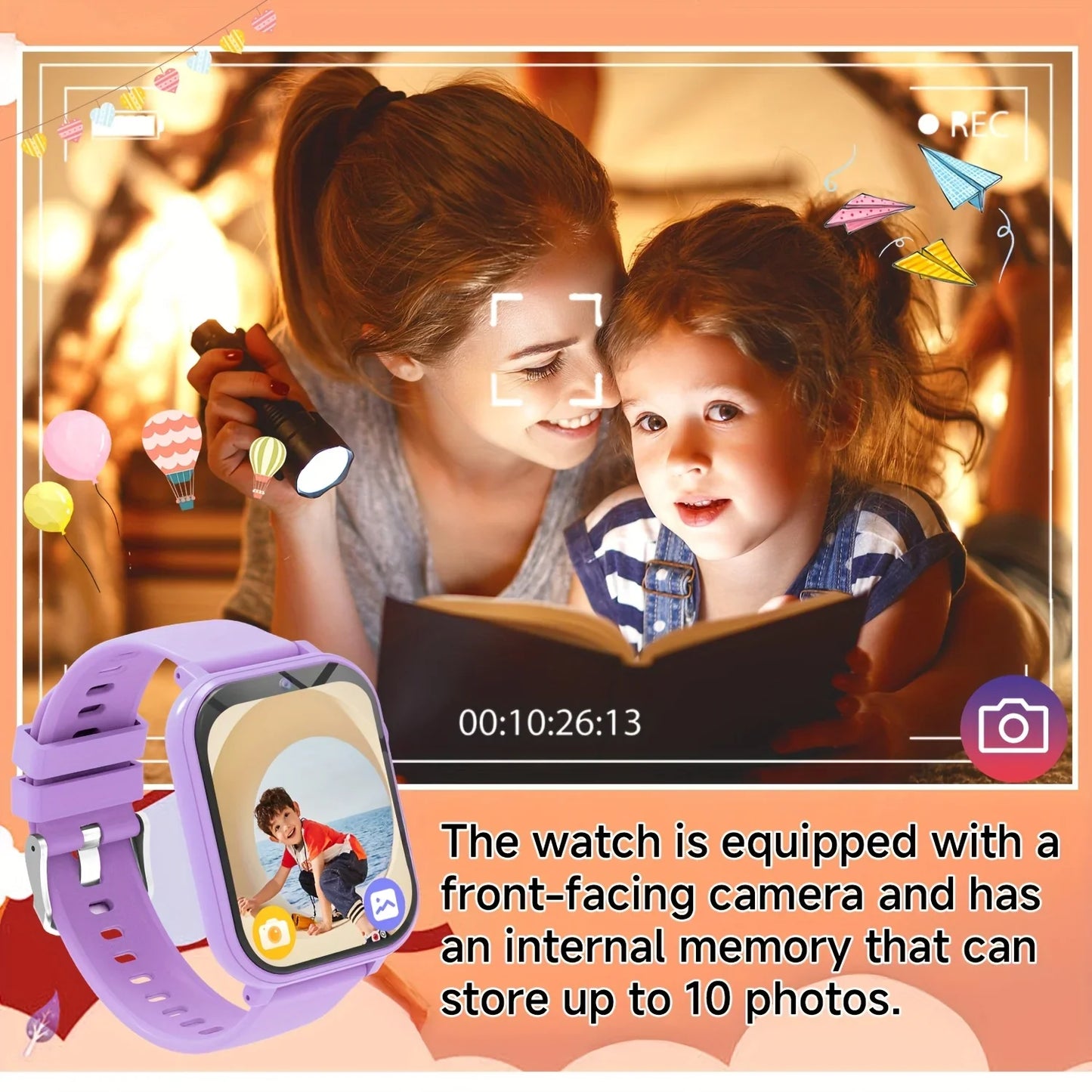 Kids' Smartwatch – 18 Games, Camera, LED Light & Pedometer