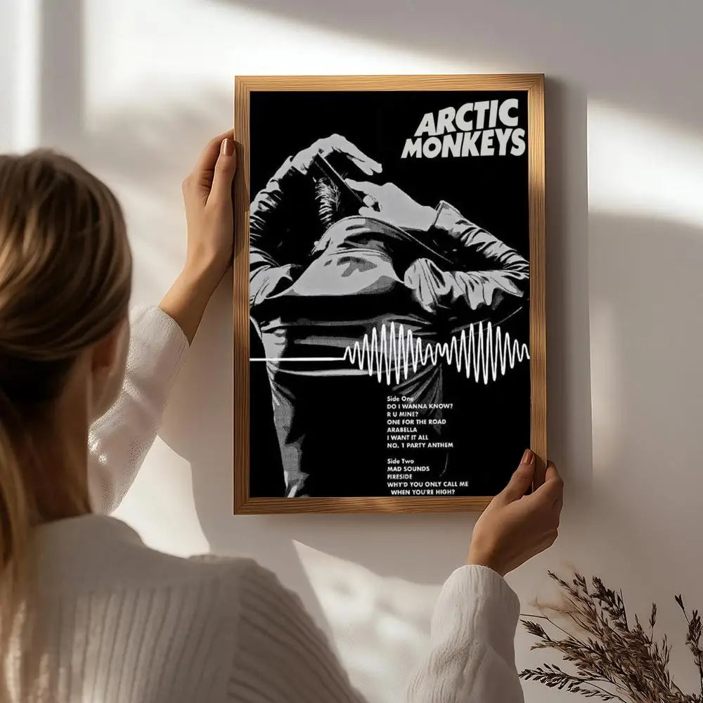 Band A-Arctic Monkeys Poster HD Self Adhesive Waterproof Wall Art Ideal for Home Office Dorm Bedroom Great Gift Peaceful Pleasures Health and Wellness White5 15X20cmNoframe