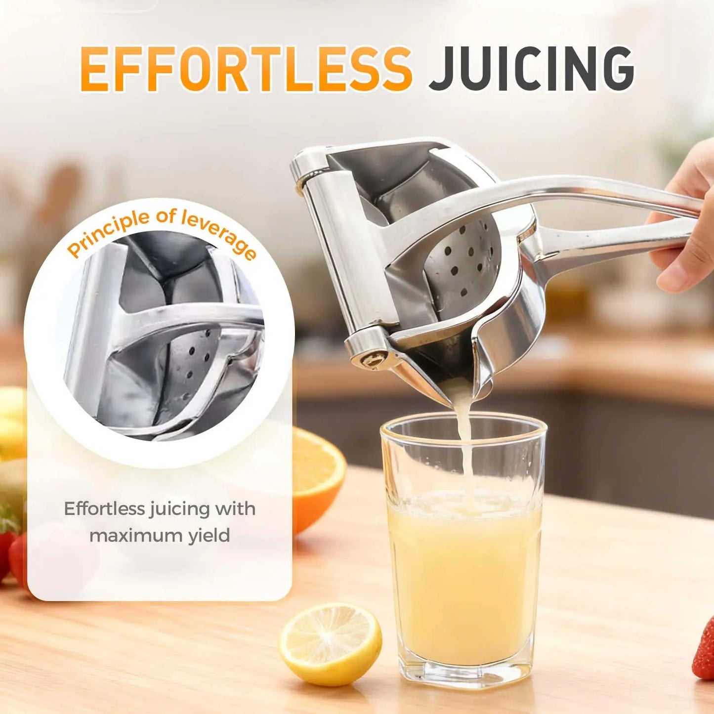 Real Aluminum Alloy Lemon Squeezer Citrus Juicer Hand Press Heavy Duty Manual Juicer Fruits Extractor Orange Grapefruit Presser Peaceful Pleasures Health and Wellness