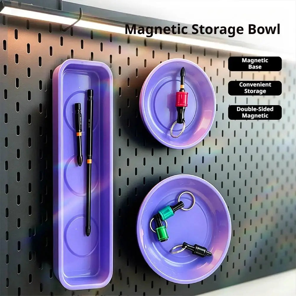 Double‑Sided Magnetic Screw Tray Purple Storage Bowl For Screws Nuts Bolts Stainless Steel Tools Tray For Car Suction Pad Tools Peaceful Pleasures Health and Wellness