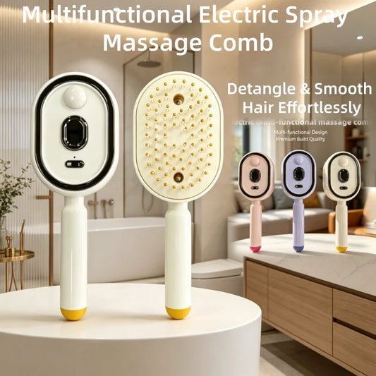 Portable Electric Spray Massage Comb Red Light Scalp Applicator USB Charging Hair Growth Essential Oil Apply Massage Hair Brush Peaceful Pleasures Health and Wellness