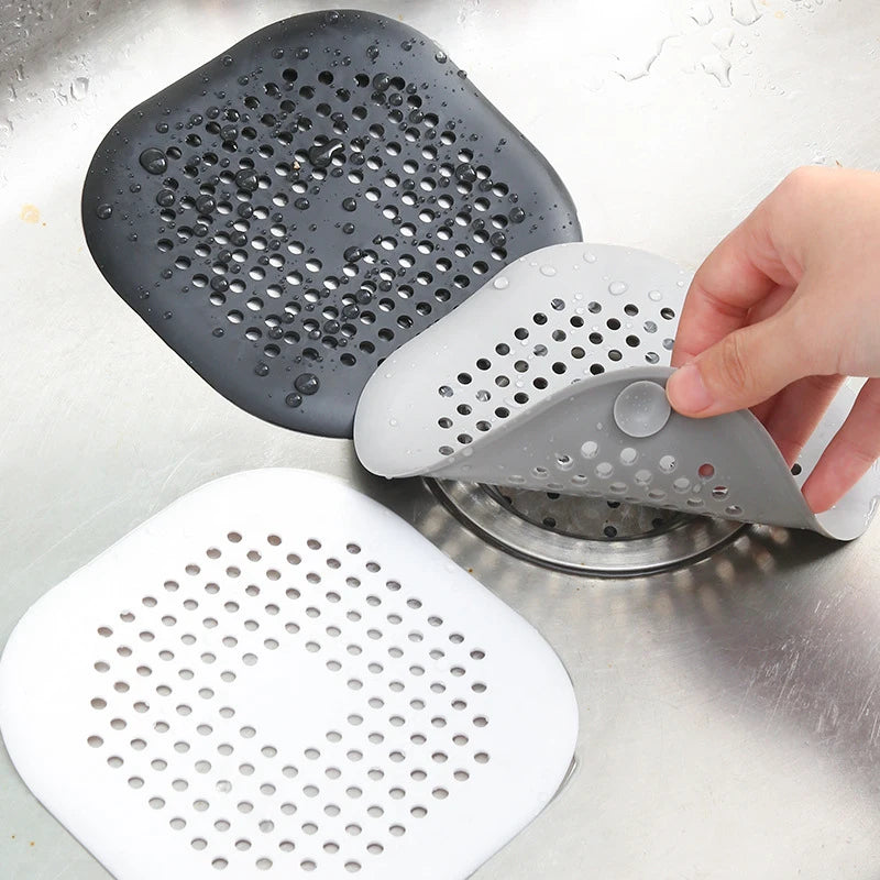 Square Silicone Drain Mat Hair Catcher for Sink & Shower (2-Pack) Silicone Drain Mat Peaceful Pleasures Health and Wellness