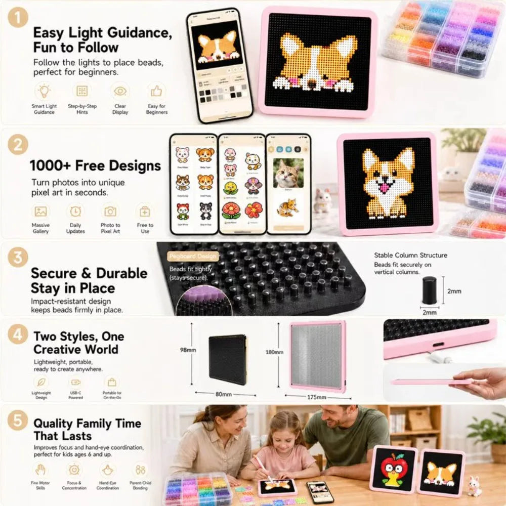 Smart LED Pegboard Melting Beads Kit – APP Control DIY Craft