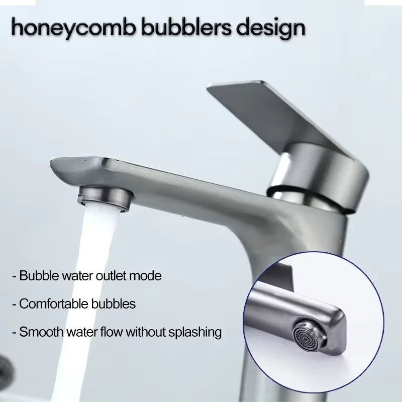 Brushed Gray Stainless Steel Bathroom Faucet | Single Handle