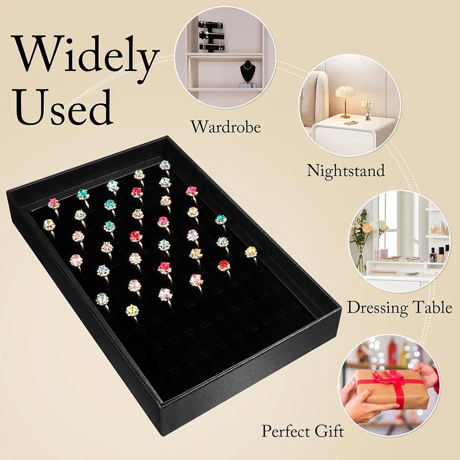 Velvet Ring & Stud Earring Organizer Tray – 100 Slots Jewelry Display Case & Storage Box
