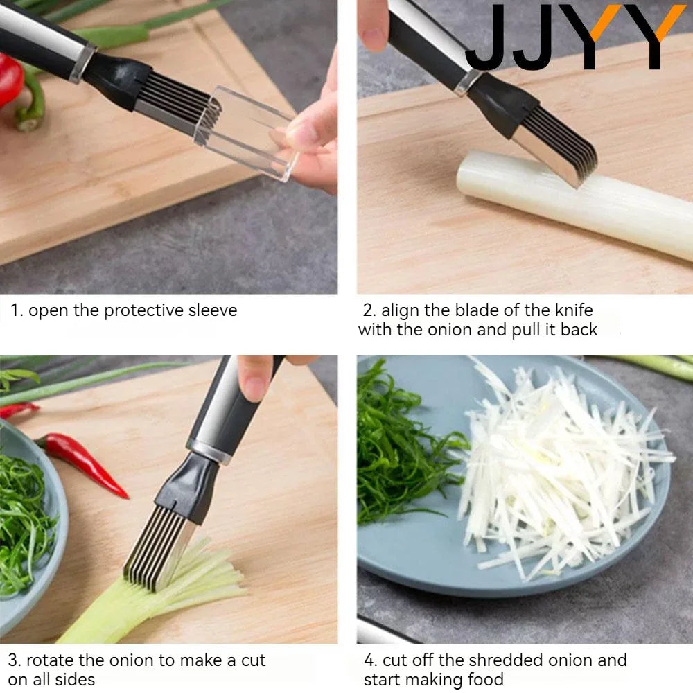 Multi Functional Scallion Shred Cutting Stainless Steel Scallion Artifact for Kitchen Household Use Scallion Cutting Tool Slicer Peaceful Pleasures Health and Wellness