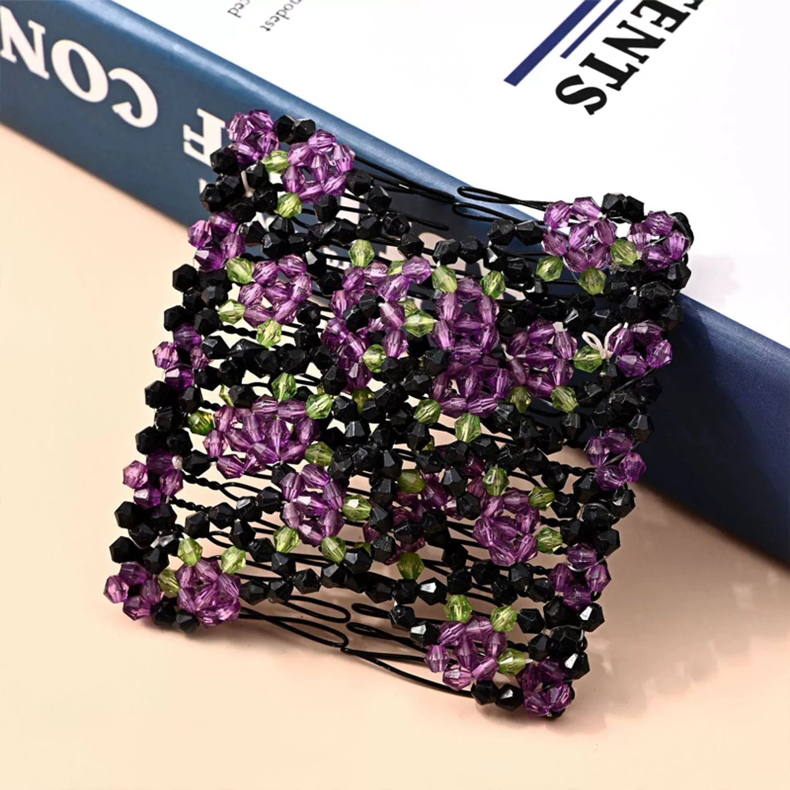 Women Magic Elastic Hair Comb 2 Row Magic Easy Stretching Hair Comb for Birthday Stage Party Hairstyle Peaceful Pleasures Health and Wellness PURPLE