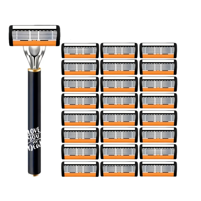 6-Blade Manual Razor for Men | Portable Travel Shaver