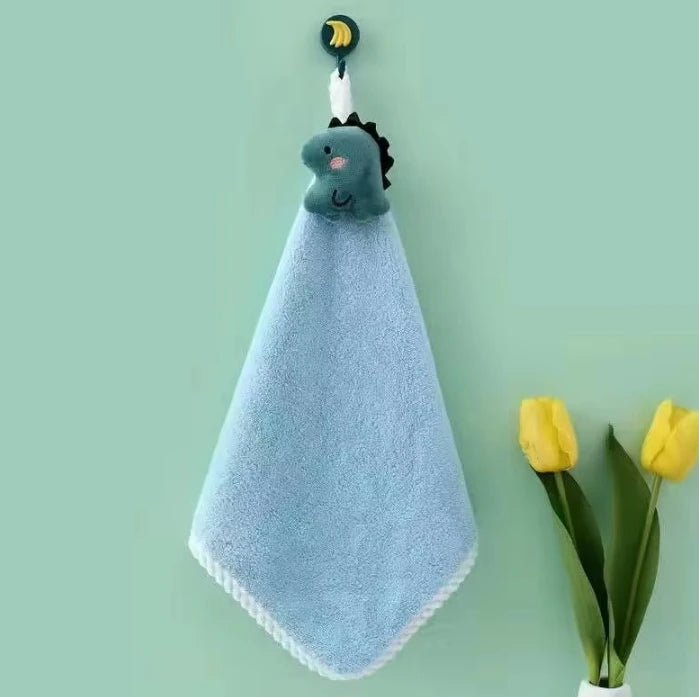 Coral Fleece Hangable Thicken Towel CartoonTowel Cute Absorbent Hand Towels Cleaning Cloth Rag Handkerchief Peaceful Pleasures Health and Wellness 1PCs