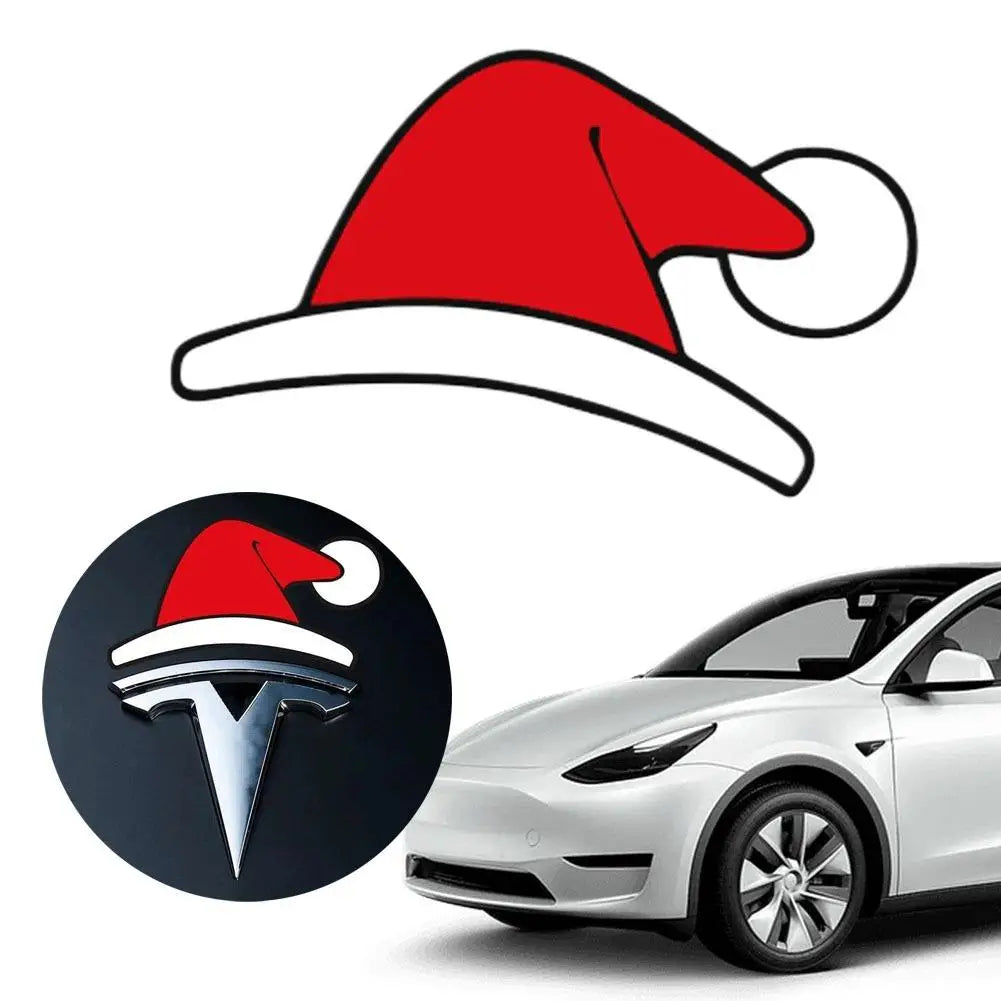 Christmas Santa Sticker for Tesla Model 3 & Y – Front Emblem