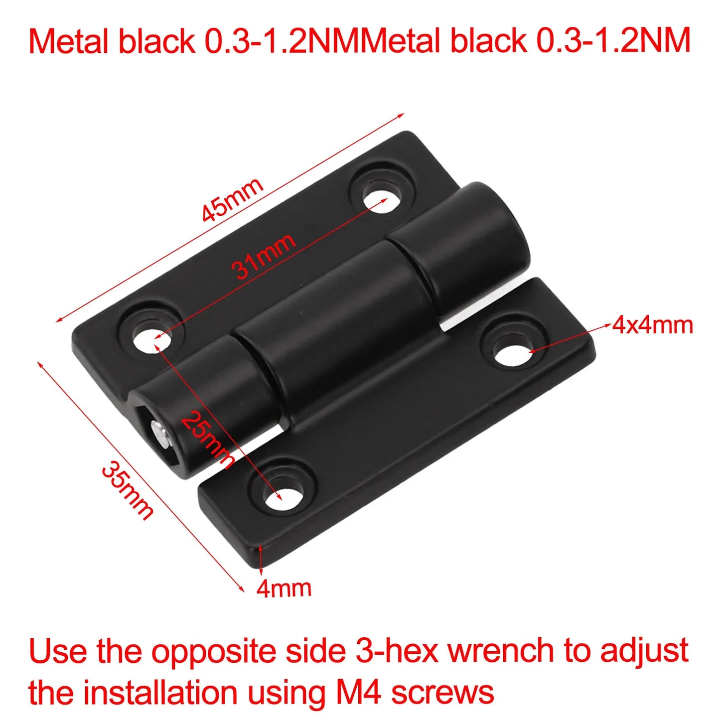 2-Pack Adjustable Torque Damping Flat Hinges | Zinc Alloy Cabinet Hardware