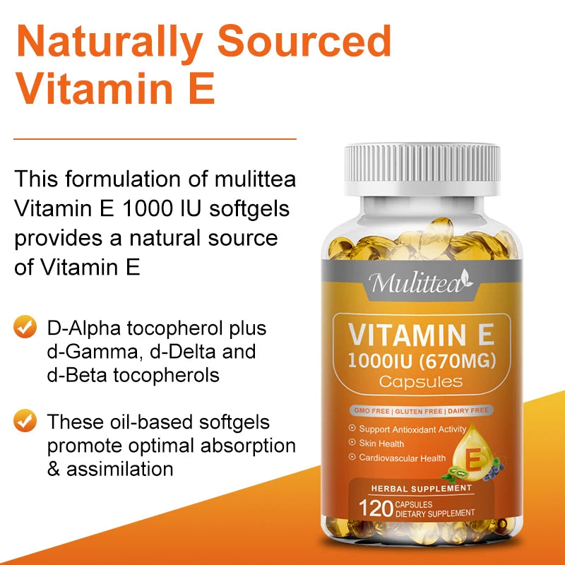 Vitamin E Capsules – Antioxidant, Skin Brightening & Blood Circulation | 120 Count Peaceful Pleasures Health and Wellness