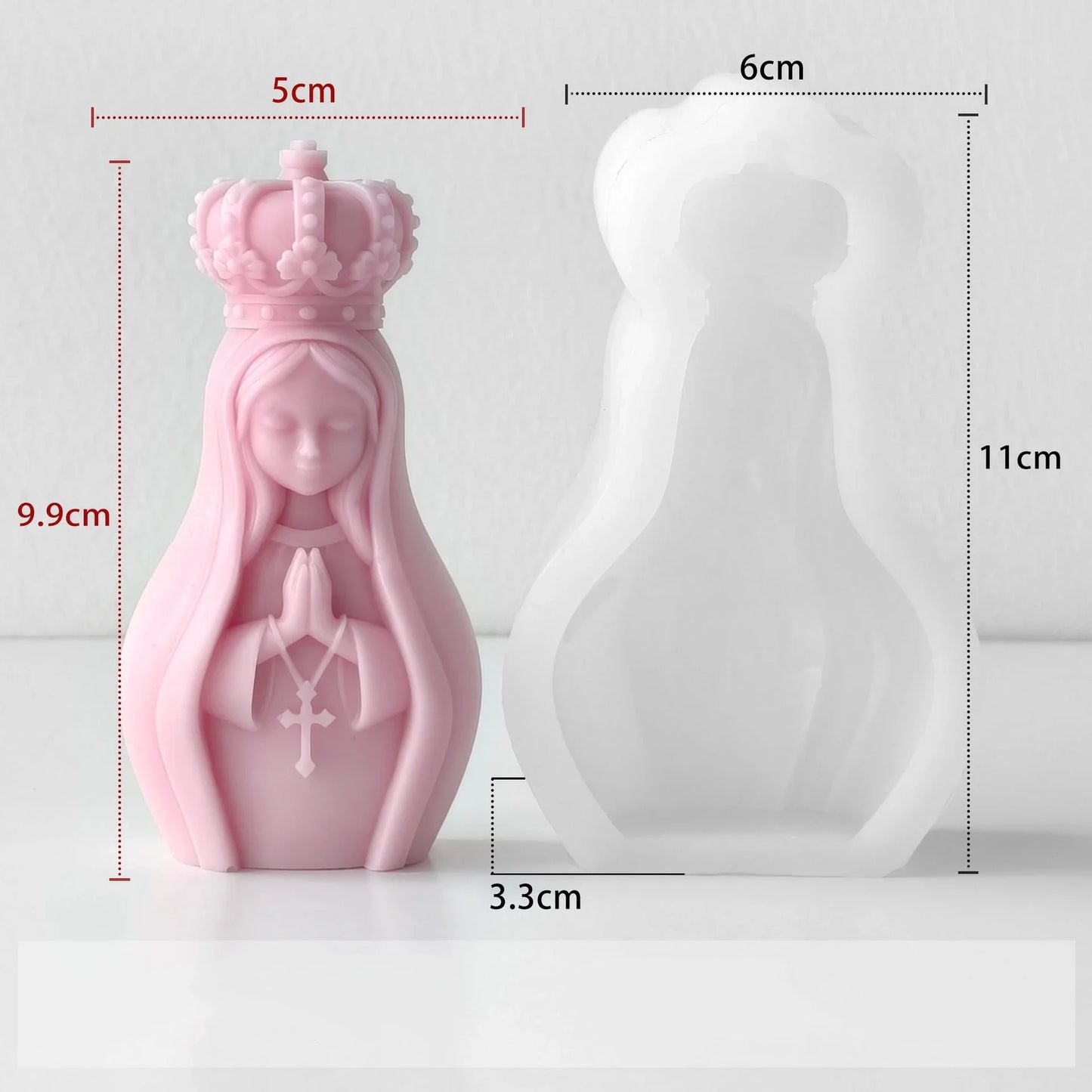 3D Virgin Mary Silicone Candle Mold | DIY Religious Craft Mold